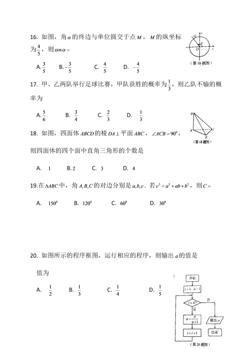 山东省2015年12月普通高中学业水平考试数学试题.docx