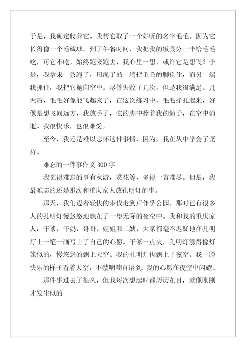 难忘的一件事作文300字