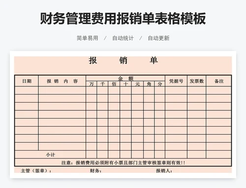 财务管理费用报销单表格模板