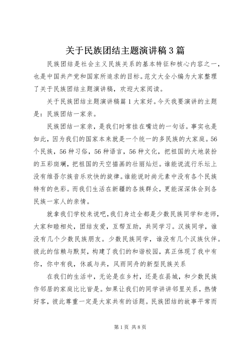 关于民族团结主题演讲稿3篇.docx