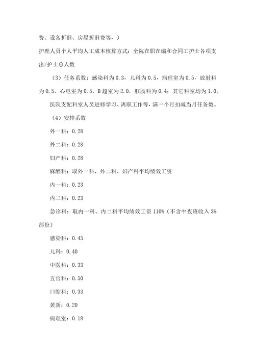 2022年度医院绩效考核分配实施方案