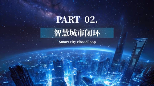 蓝色科技风智慧城市发展汇报PPT模板