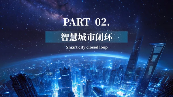 蓝色科技风智慧城市发展汇报PPT模板