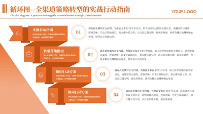 橙色商务风4项循环PPT单页