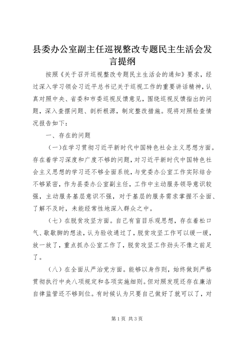 县委办公室副主任巡视整改专题民主生活会发言提纲.docx