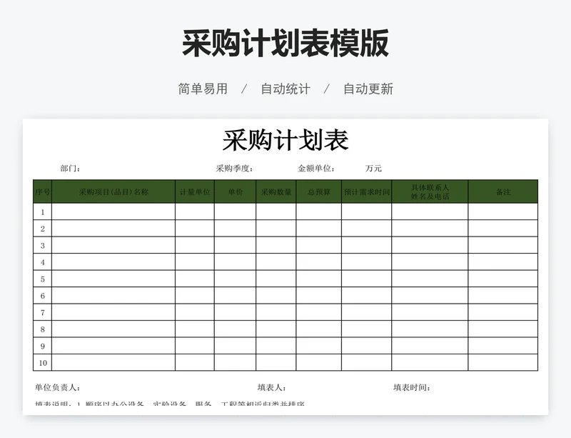 采购计划表模版