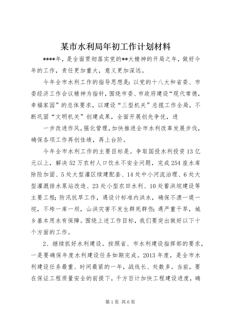 某市水利局年初工作计划材料.docx