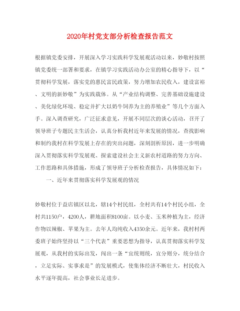 精编年村党支部分析检查报告范文.docx