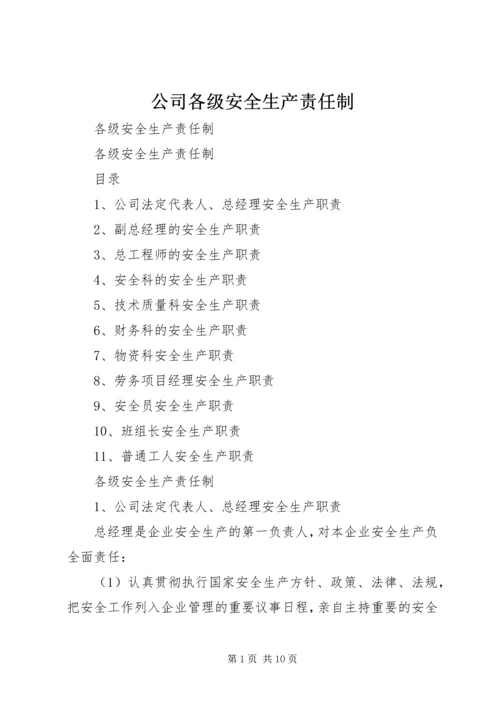 公司各级安全生产责任制 (2).docx