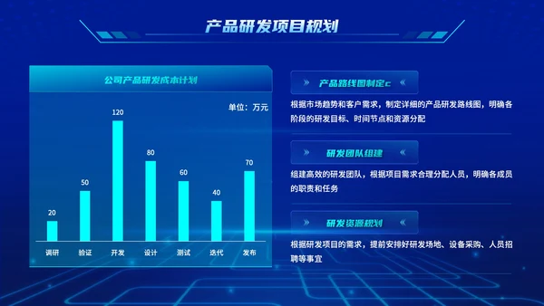 蓝色科技风下半年工作规划PPT模板