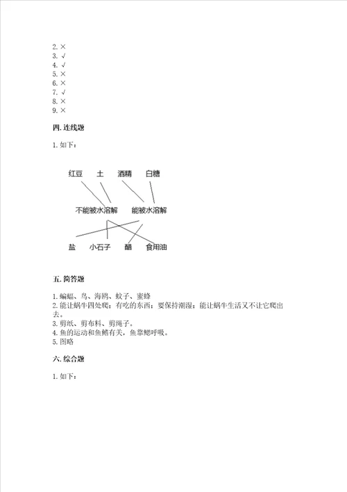 教科版 一年级下册科学期末测试卷精品含答案