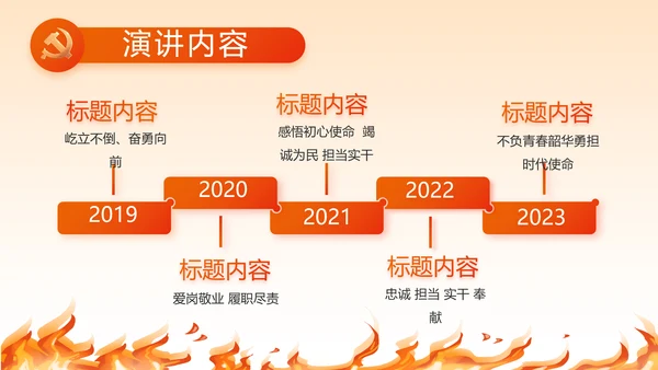 红色大气消防员述职报告动态PPT模板