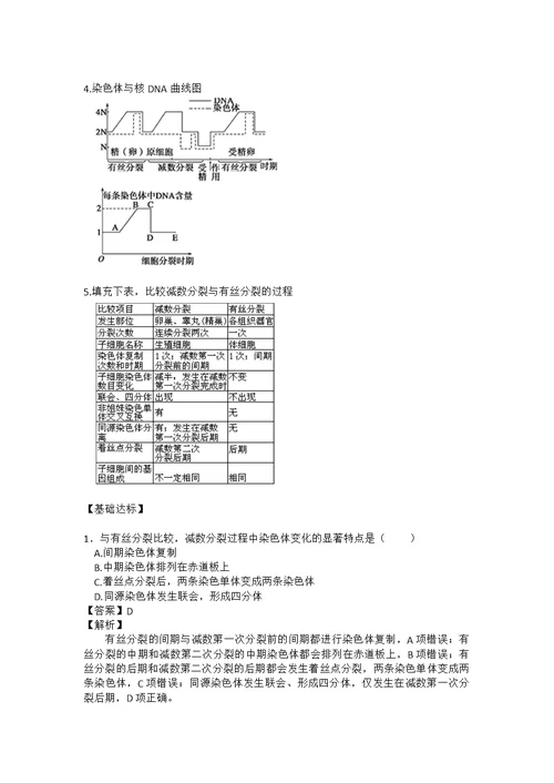 专题20 减数分裂和受精过程