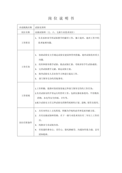 实验科岗位说明书.docx