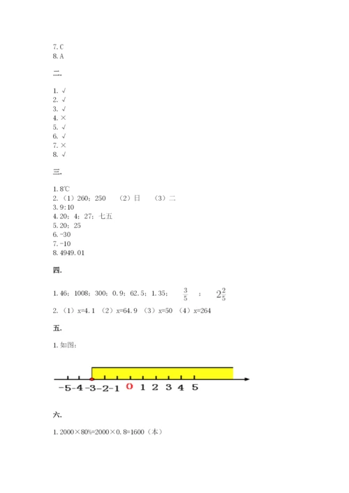 人教版数学小升初模拟试卷带答案（满分必刷）.docx