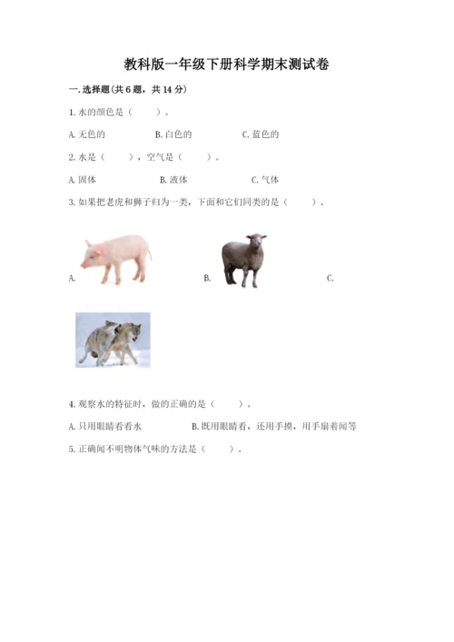 教科版一年级下册科学期末测试卷附答案【轻巧夺冠】.docx