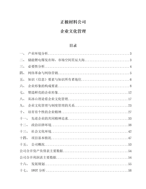 正极材料公司企业文化管理