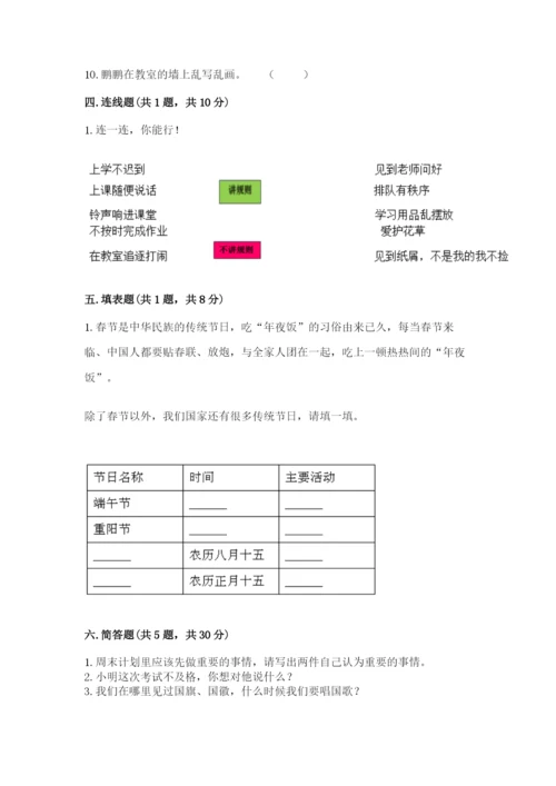 二年级上册道德与法治 期中测试卷附答案【实用】.docx