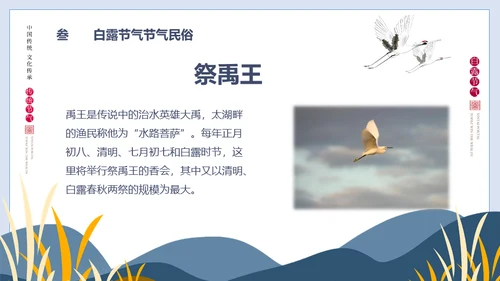 白露节气白鹤通用PPT模版