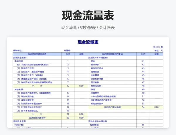 主营业务收支明细表