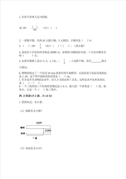 浙教版六年级下册数学期末测试卷及参考答案完整版