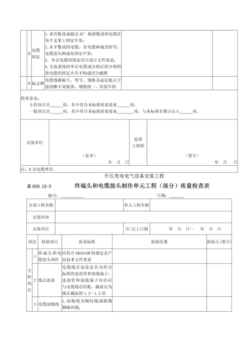 电力电缆安装单元工程安装质量验收评定表.docx