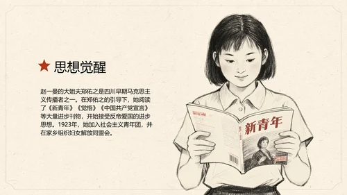 速写插画风民族英雄赵一曼人物传记