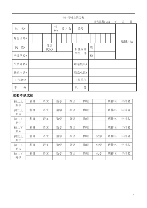 初中毕业生简历表(2021)-(1).docx