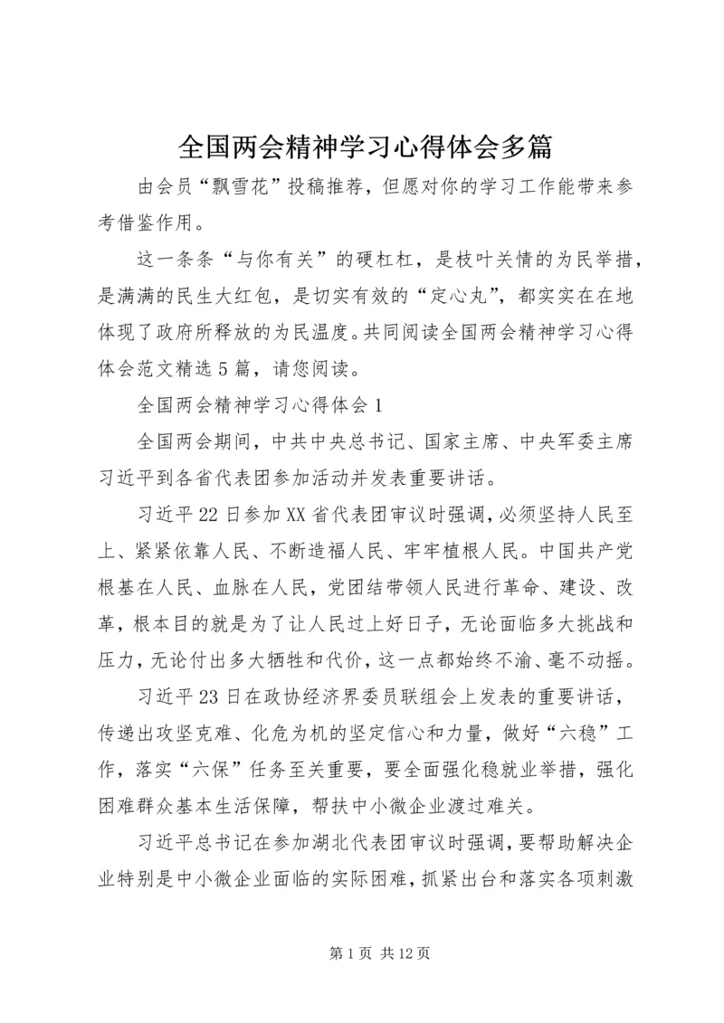 全国两会精神学习心得体会多篇.docx