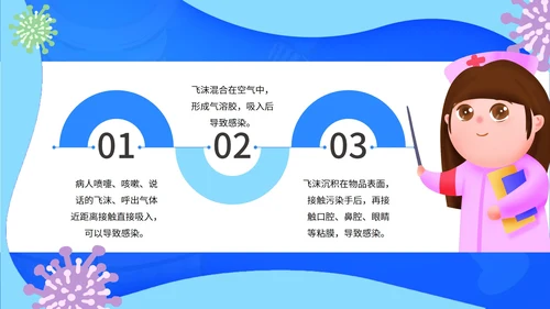 蓝色卡通疫情防控PPT模板