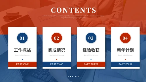 简约创意红蓝商务撞色年终总结暨新年计划工作总结工作计划ppt模板