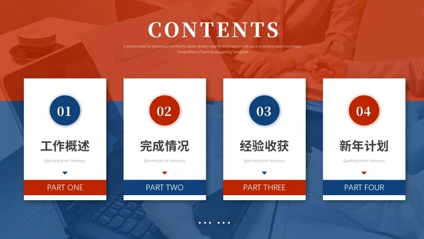 简约创意红蓝商务撞色年终总结暨新年计划工作总结工作计划ppt模板