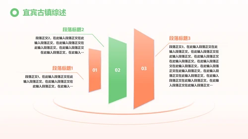 红绿色简约三维宜宾特色城市旅游攻略PPT模板