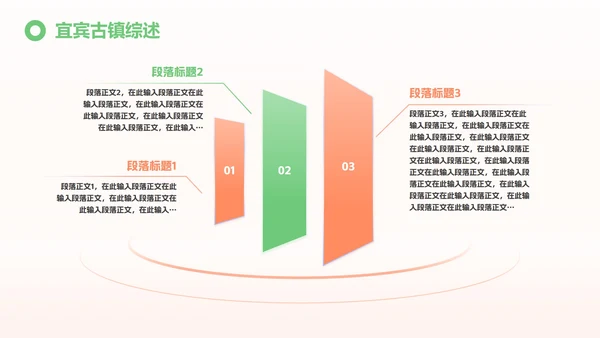 红绿色简约三维宜宾特色城市旅游攻略PPT模板