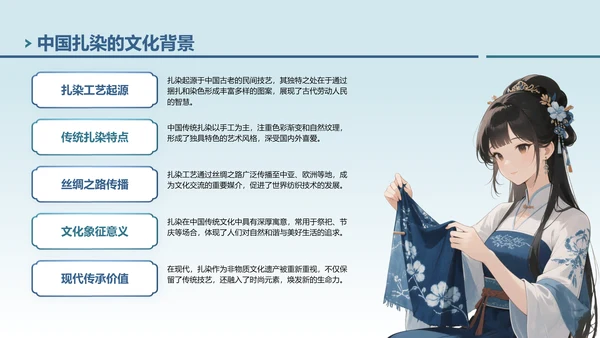 蓝色中国风非遗扎染的艺术魅力PPT模板