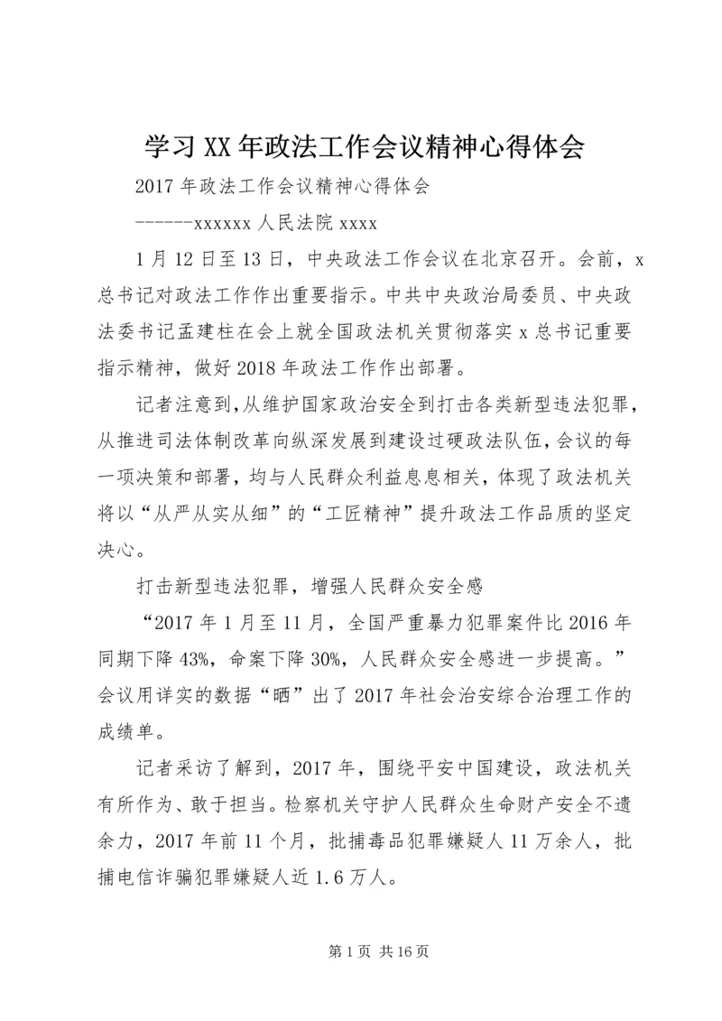 学习XX年政法工作会议精神心得体会.docx