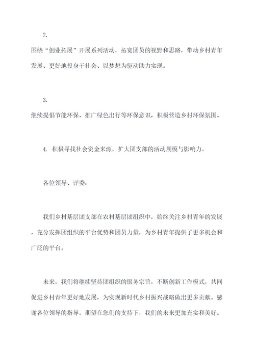 农村基层团支部述职报告