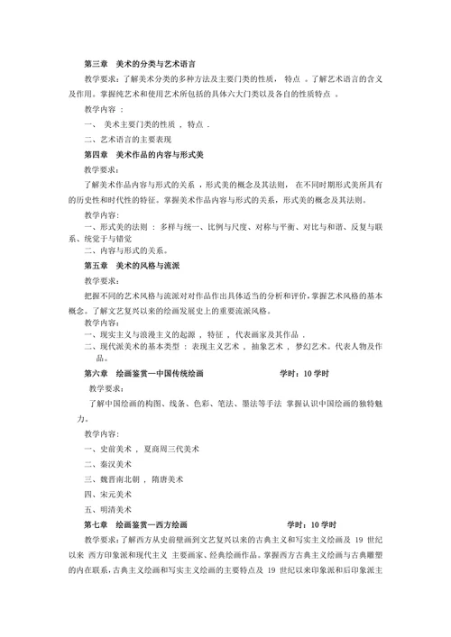 美术鉴赏与批评课程教学大纲