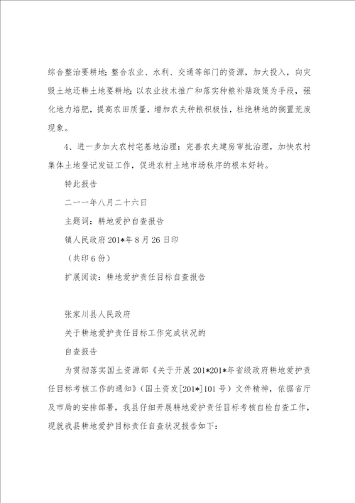 耕地保护责任目标考核工作自查报告