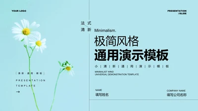 淡蓝色极简风格小清新通用PPT演示模板