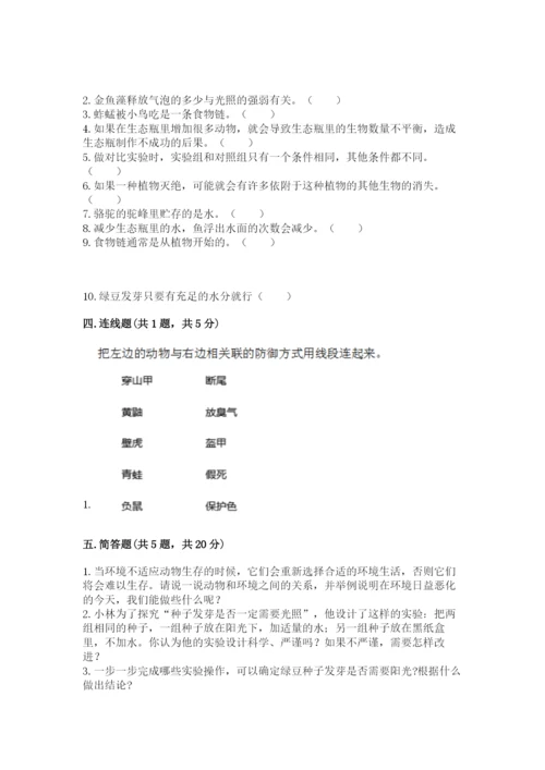 教科版五年级下册科学第一单元《生物与环境》测试卷含答案【精练】.docx