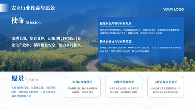 蓝色商务风5项使命与愿景PPT单页