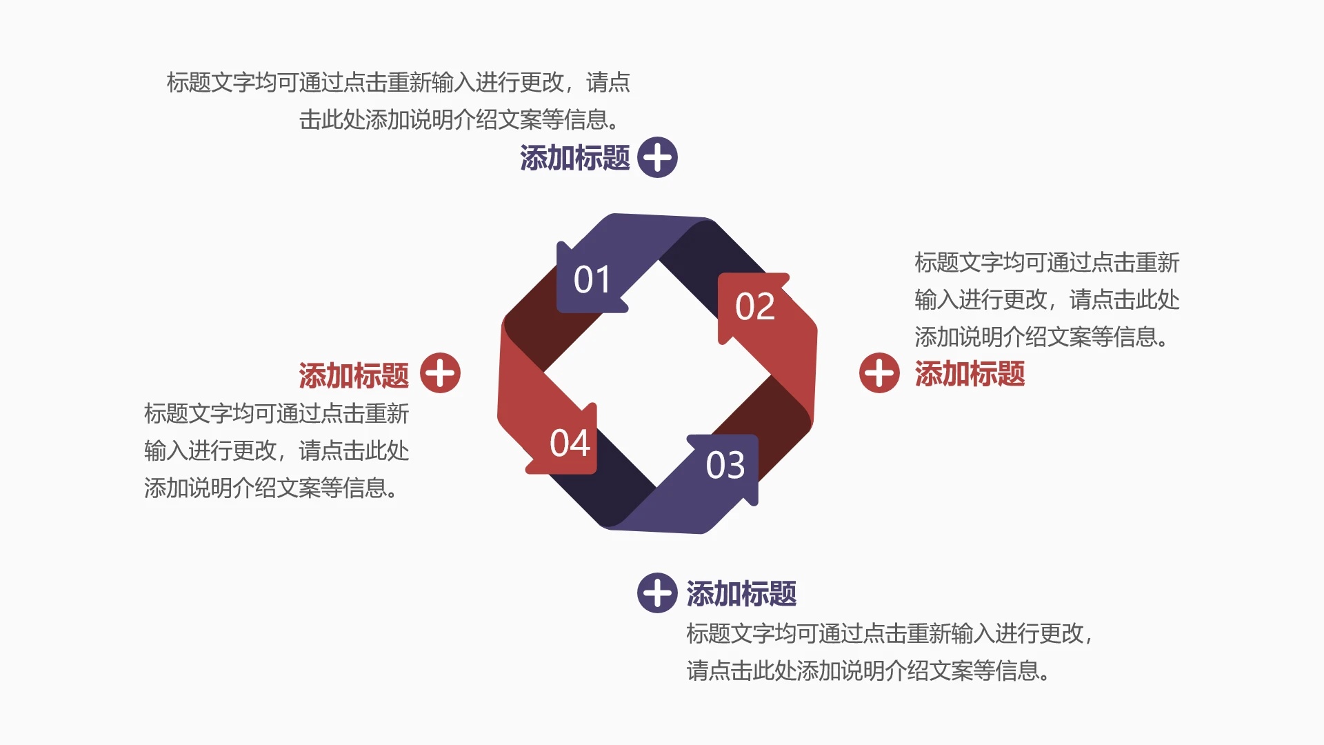 单页四项循环PPT纯文字模板