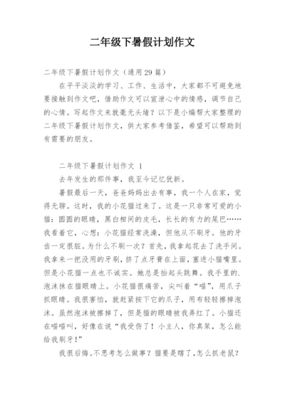 二年级下暑假计划作文.docx