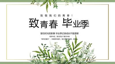 绿色清新致青春毕业季青春毕业纪念册PPT模板