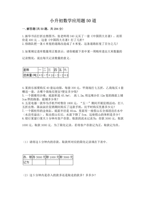 小升初数学应用题50道带答案（夺分金卷）.docx