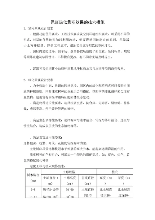 保证绿化景观效果的技术措施