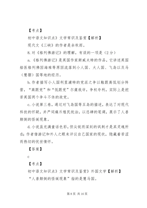 初中语文知识点《文学常识及鉴赏》《诗》专项练习【38】(含答案考点及解析).docx