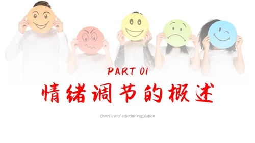 红色简约调节情绪拥抱好心情主题PPT模板