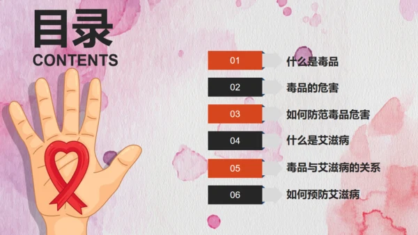 AIDS禁毒防艾滋病关爱生命主题班会通用PPT模板